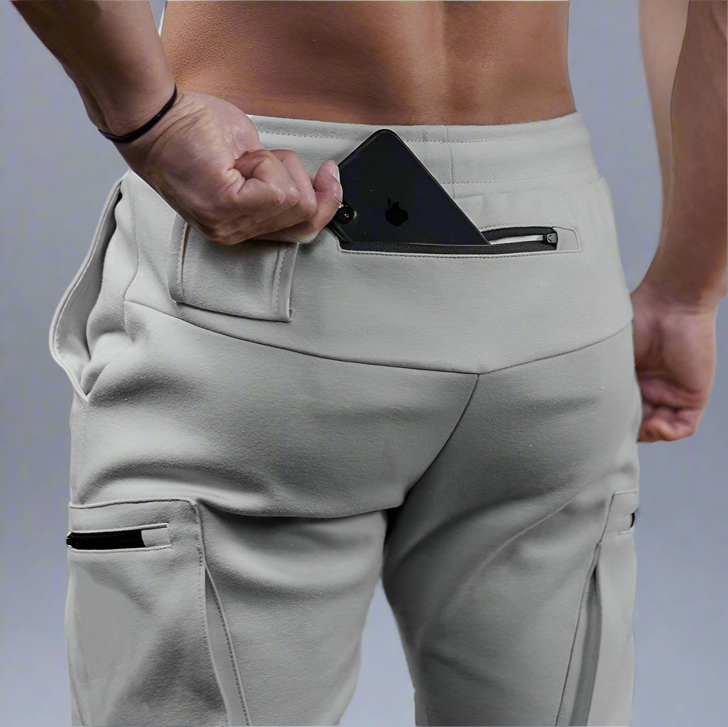 Men's Cargo Joggers | Gym Running Pants With Zip Pockets