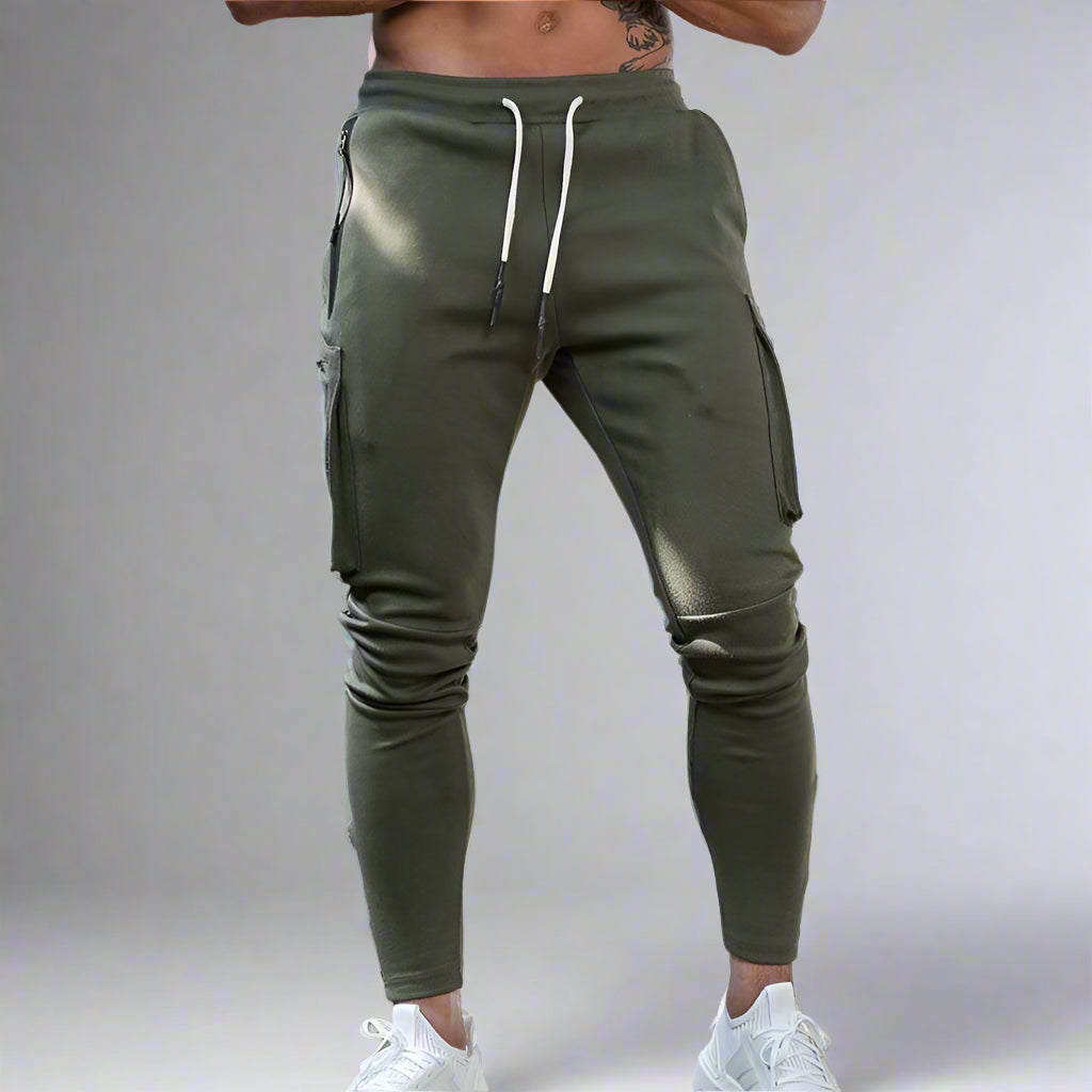 Men's Cargo Joggers | Gym Running Pants With Zip Pockets