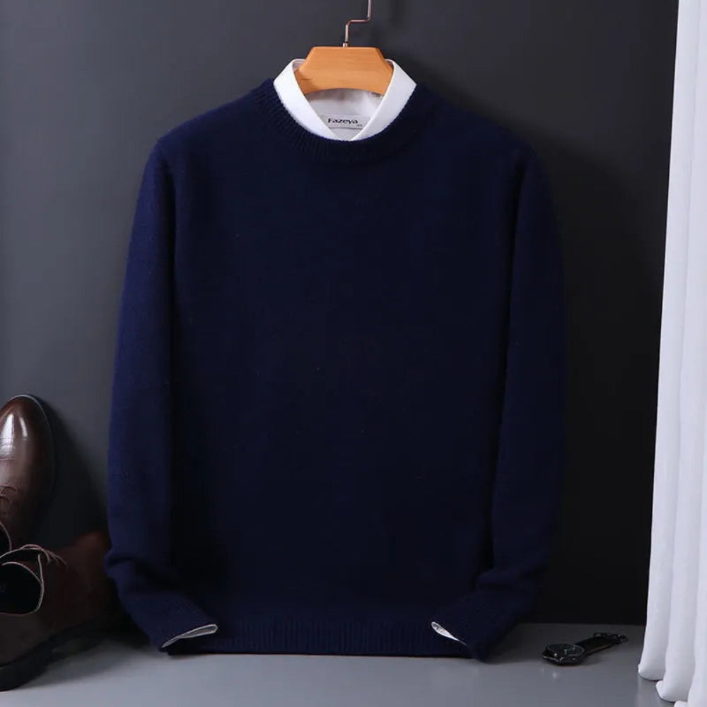 Men’s knitted winter sweater | crew neck warm jumper