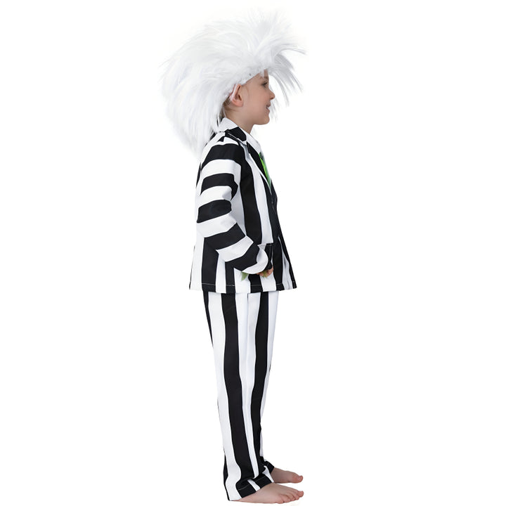 Kids Halloween Costume Black White Striped Suit