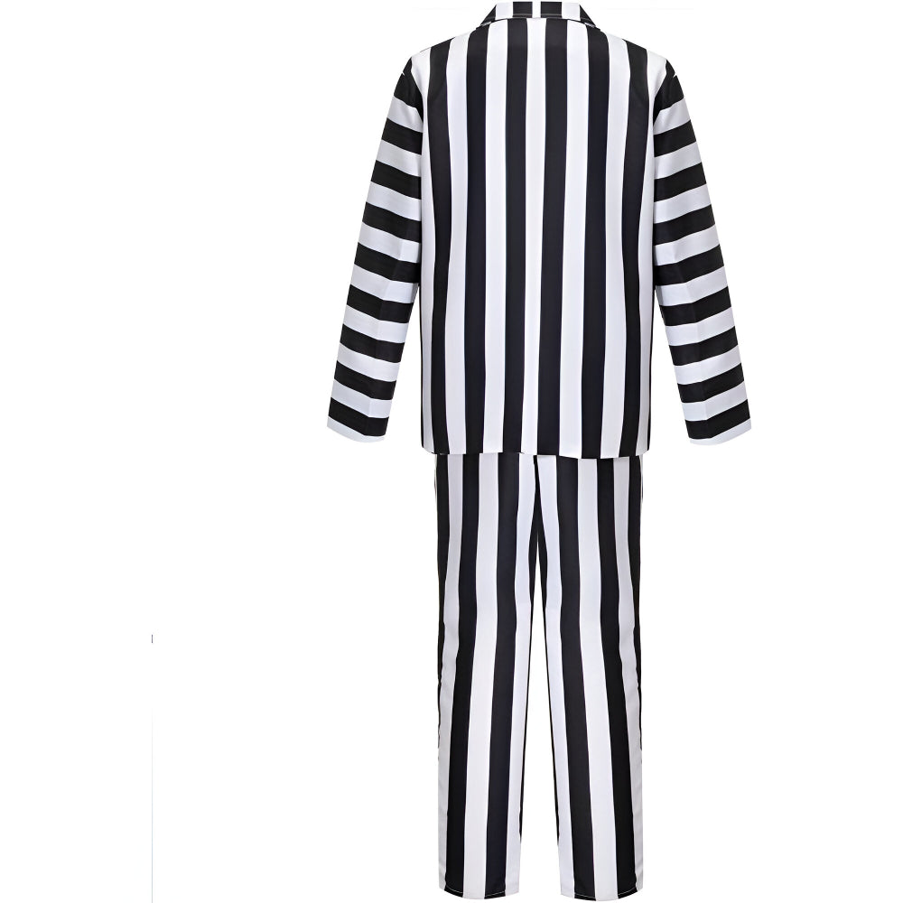Halloween Costume Black White Striped Suit