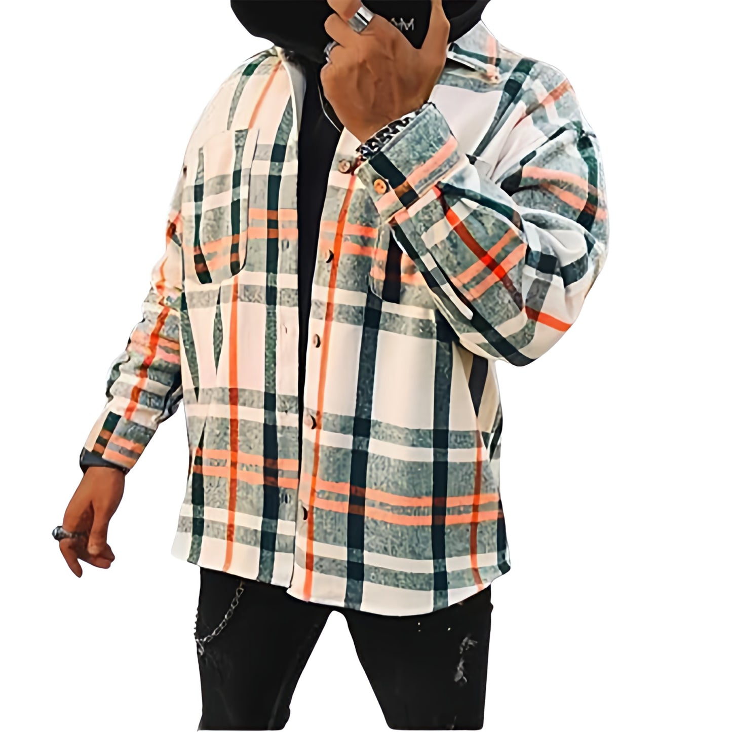Men's Oversized Checked Shirt | Casual Long Sleeve Top