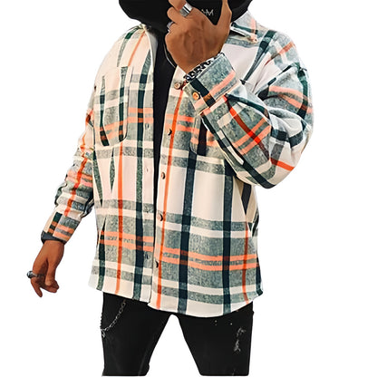 Men's Oversized Checked Shirt | Casual Long Sleeve Top