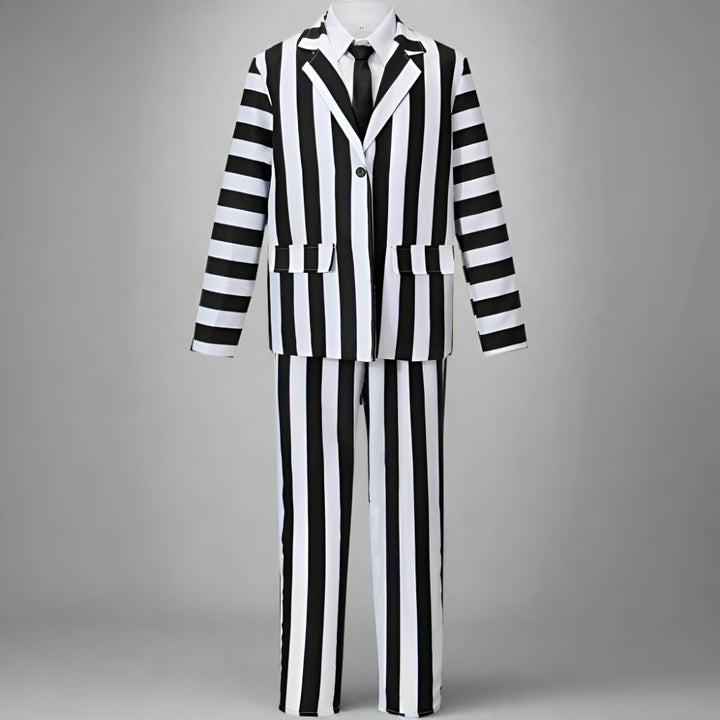 Halloween Costume Black White Striped Suit