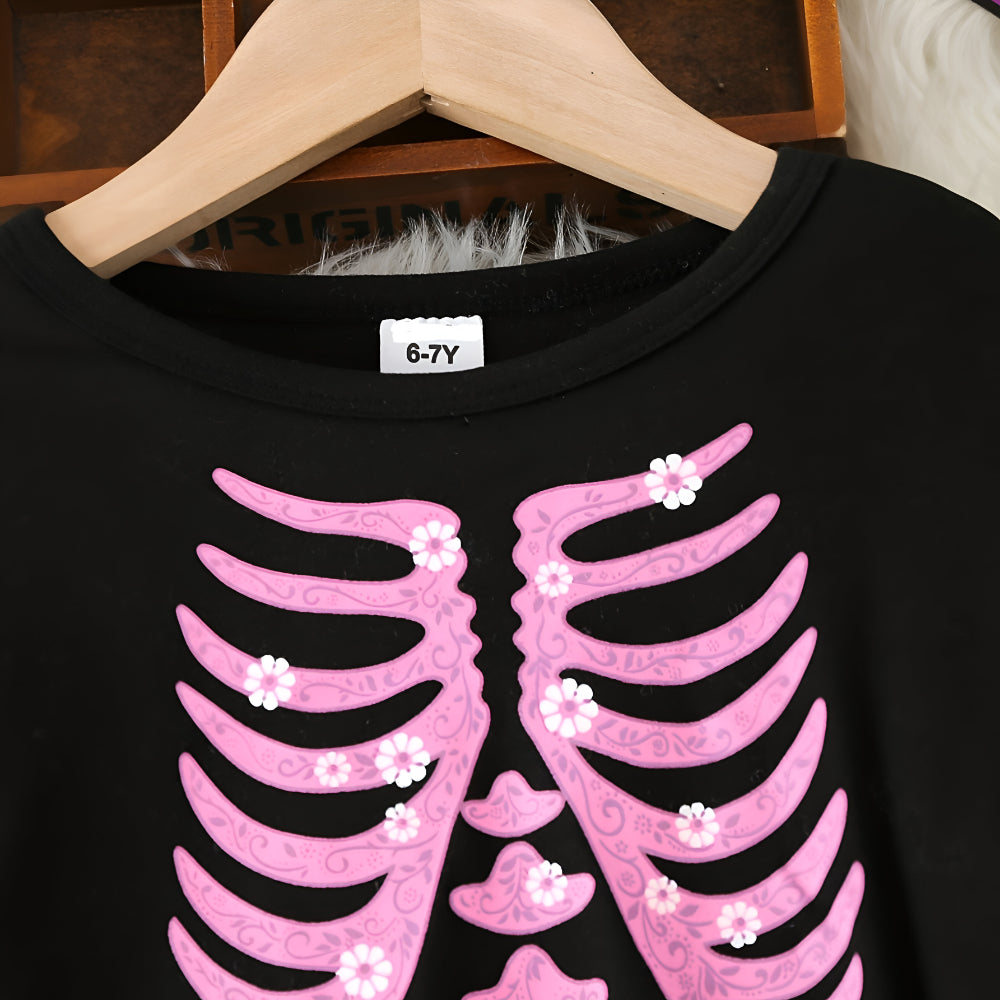 Halloween Witch Costume Kids Skeleton Dress