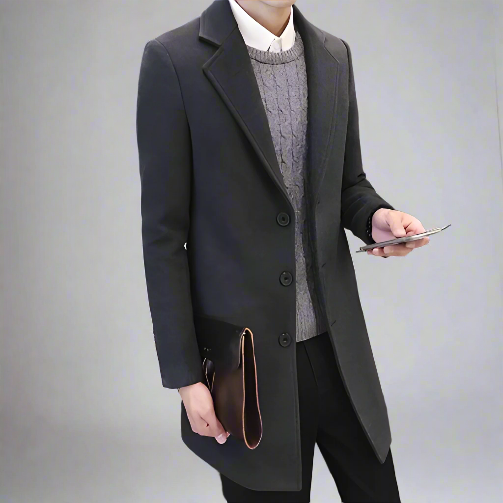 Men’s Tailored Wool Overcoat | Long Single-Breasted Coat