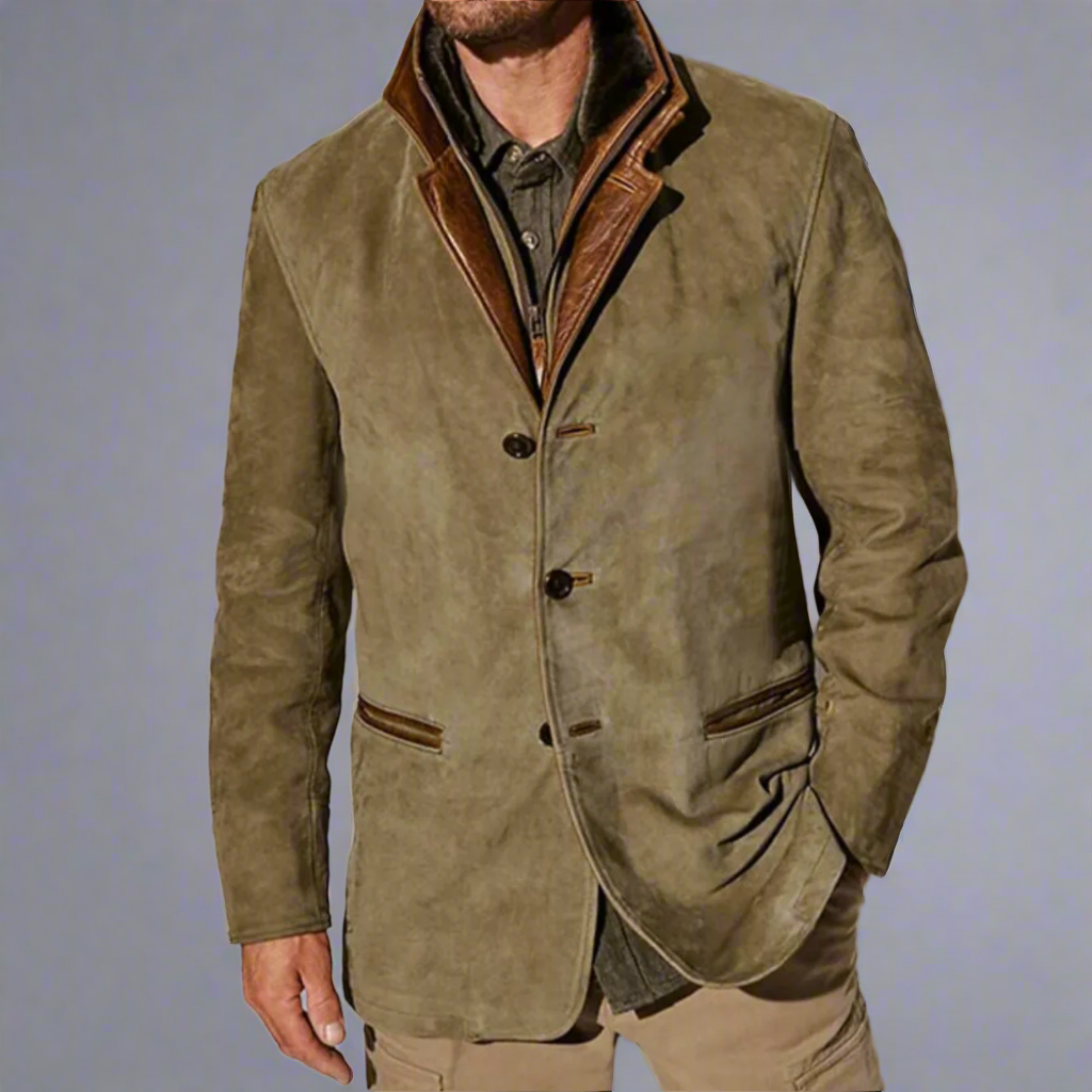 Men’s Suede Winter Jacket | Lightweight, Long Sleeve