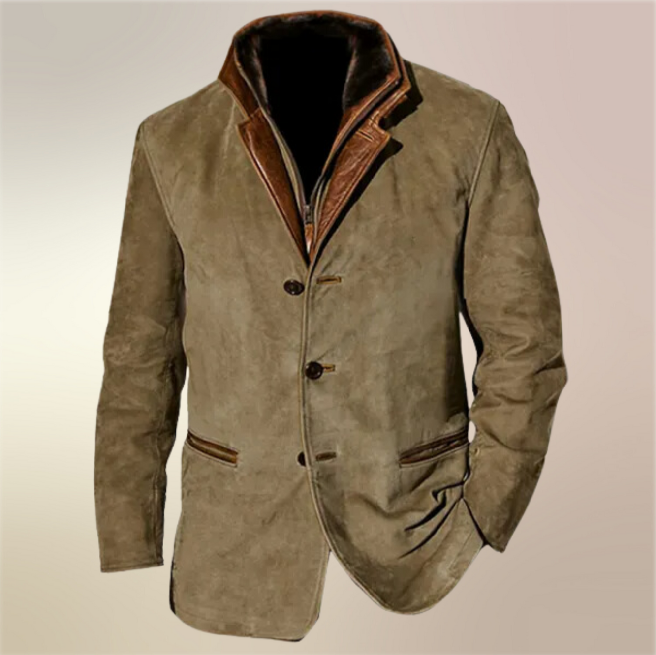 Men’s Suede Winter Jacket | Lightweight, Long Sleeve