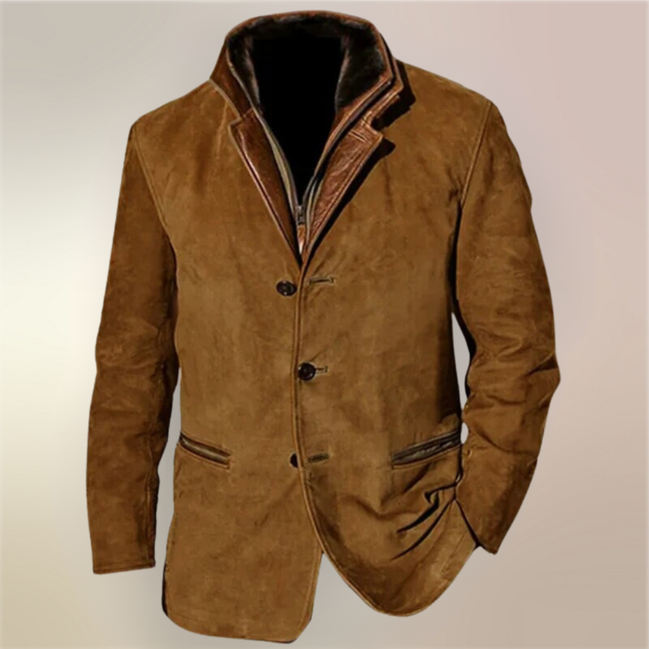 Men’s Suede Winter Jacket | Lightweight, Long Sleeve