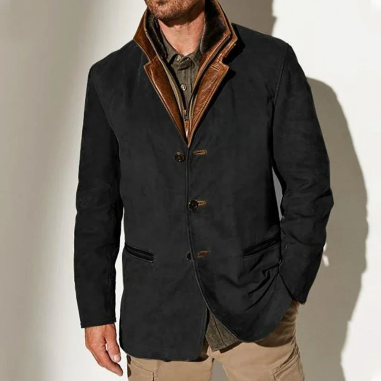 Men’s Suede Winter Jacket | Lightweight, Long Sleeve