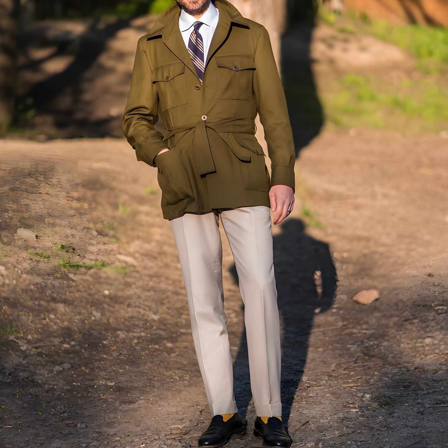 Men’s Belted Utility Field Jacket | Safari Military Coat