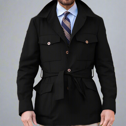 Men’s Belted Utility Field Jacket | Safari Military Coat