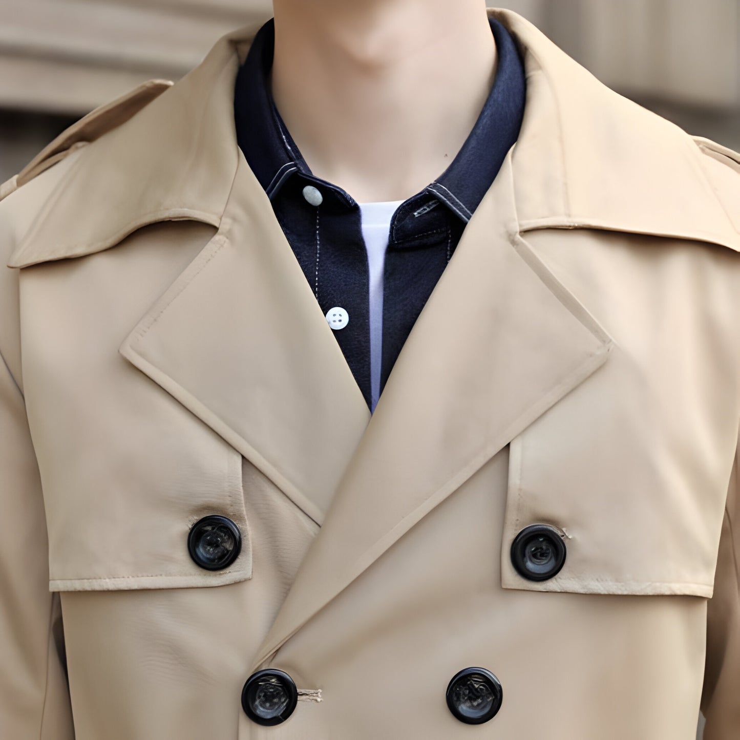 Men’s Long Trench Coat | Double-Breasted Belted Overcoat
