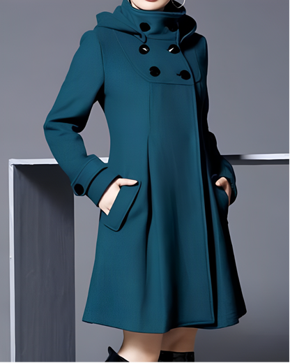 Women’s Winter Trench Coat | Hooded, Long Sleeve