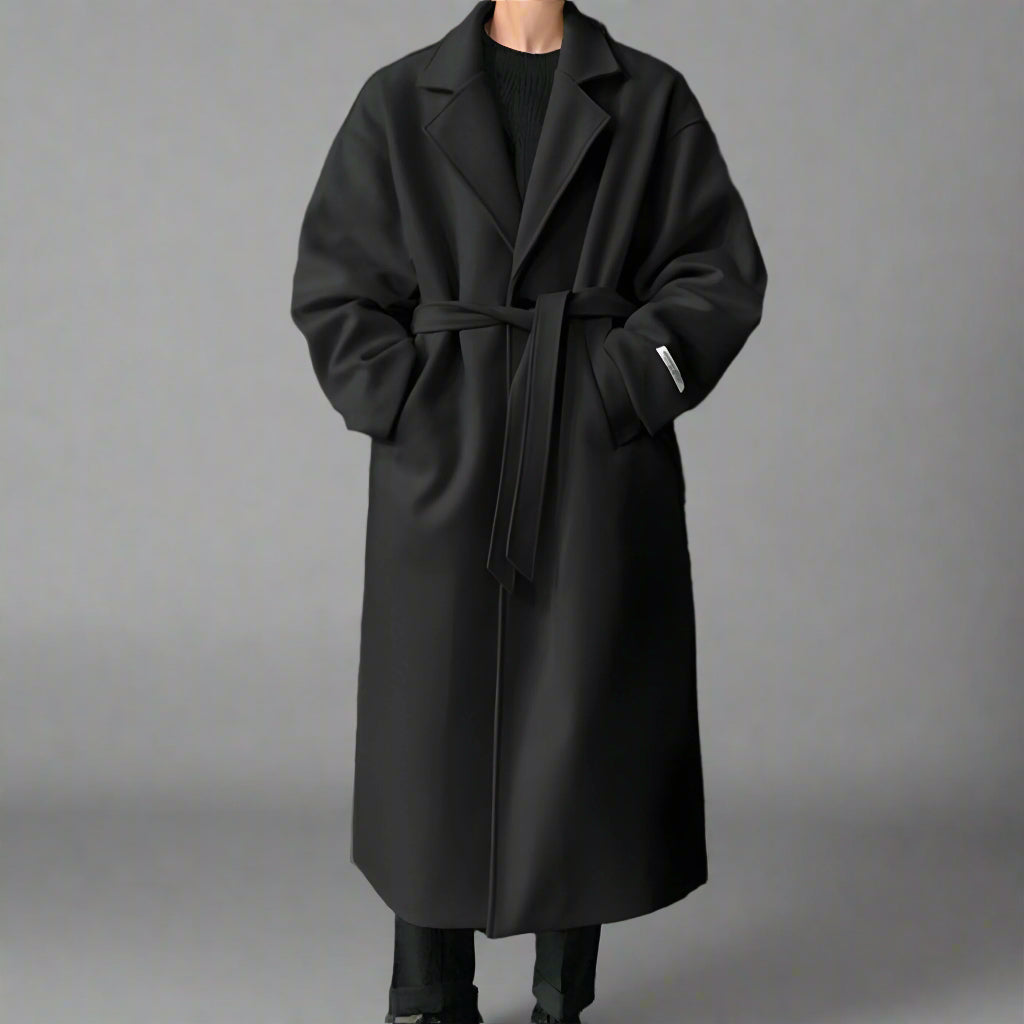 Men’s Long Wool Overcoat | Belted Classic Topcoat