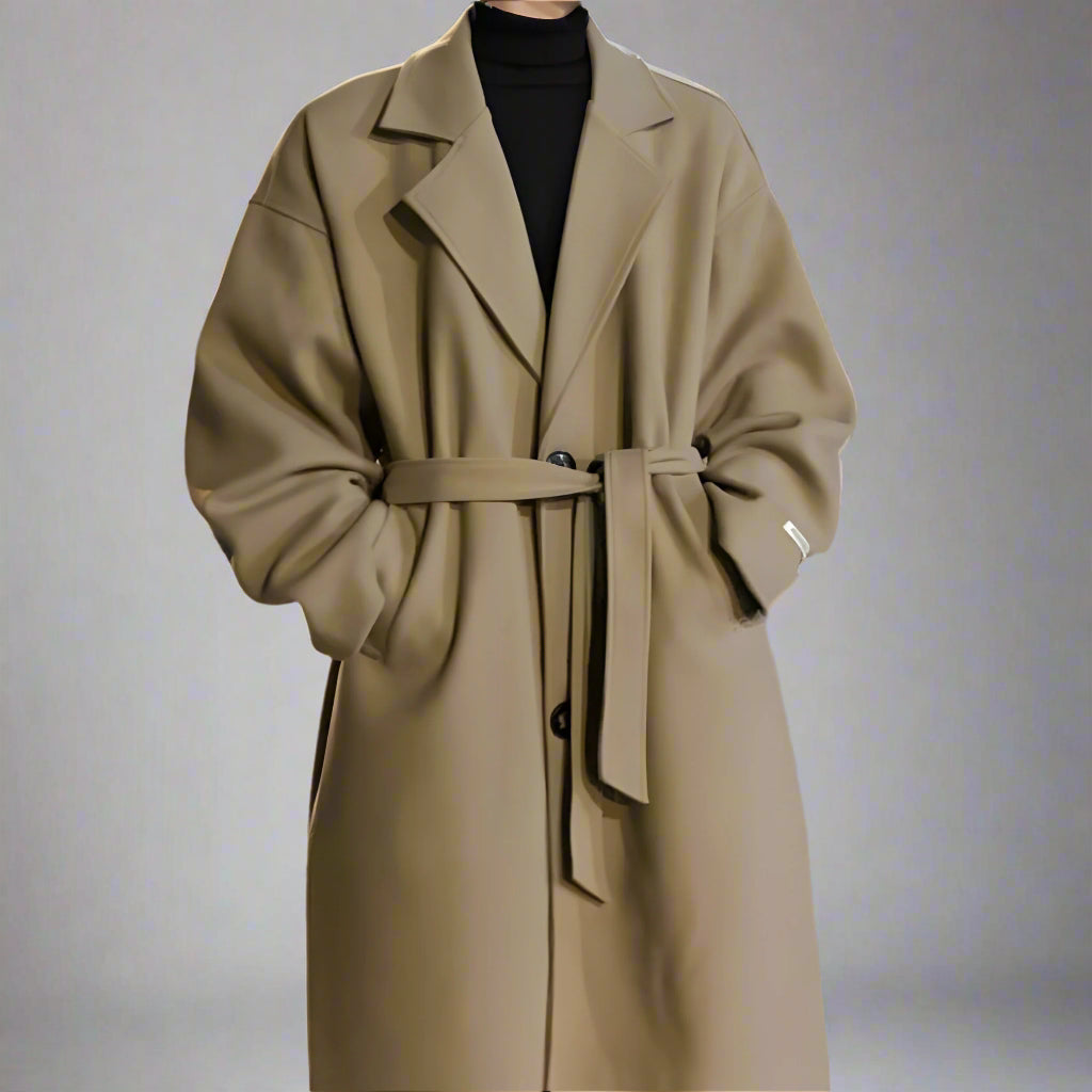 Men’s Long Wool Overcoat | Belted Classic Topcoat