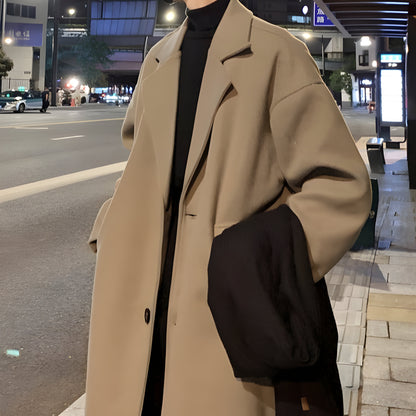 Men’s Long Wool Overcoat | Belted Classic Topcoat