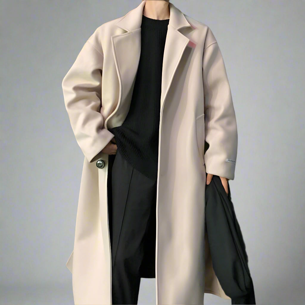 Men’s Long Wool Overcoat | Belted Classic Topcoat