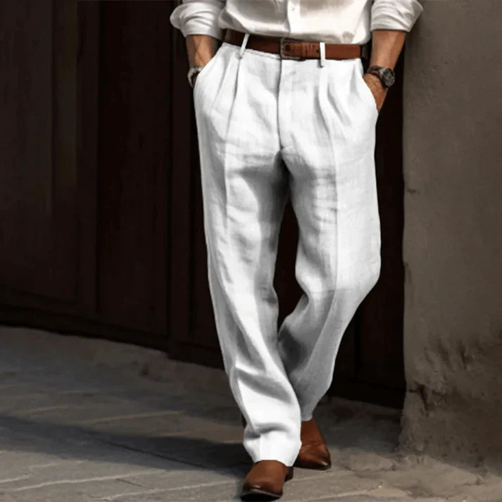 Men's Wide Leg Work Trousers | Pleated High Waist