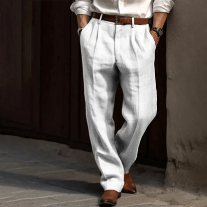 Men's Wide Leg Work Trousers | Pleated High Waist