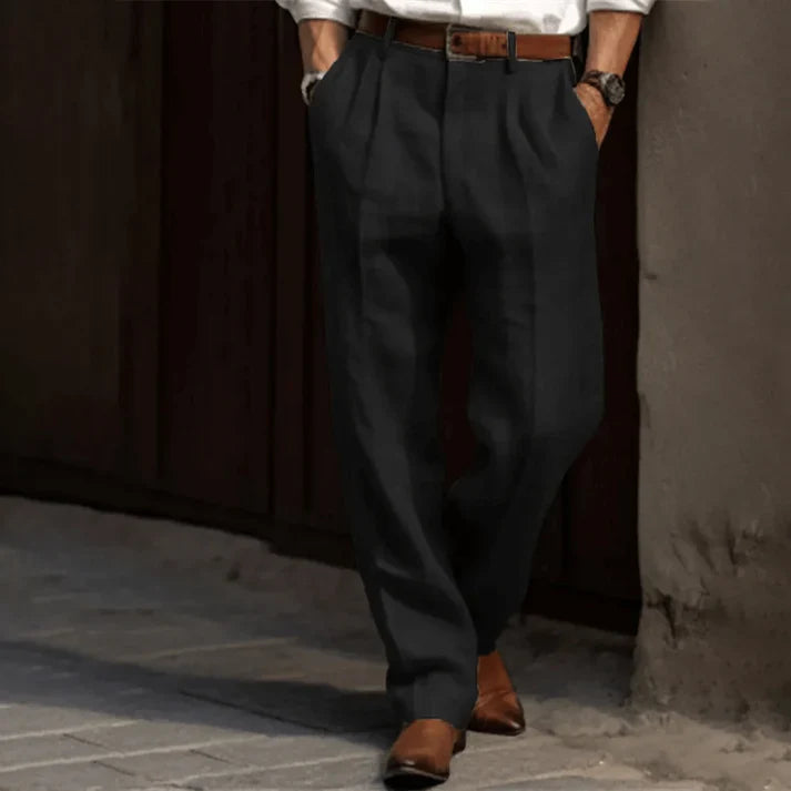 Men's Wide Leg Work Trousers | Pleated High Waist