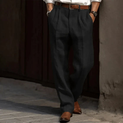 Men's Wide Leg Work Trousers | Pleated High Waist