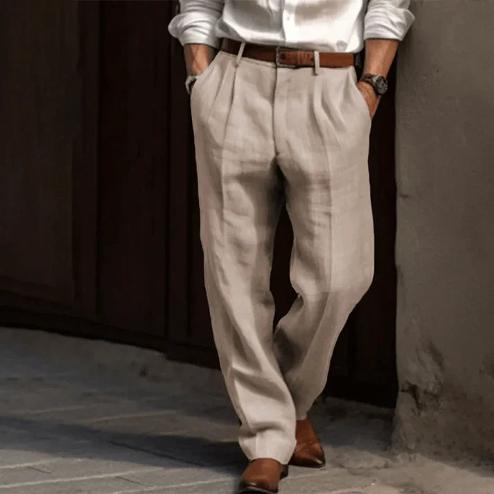 Men's Wide Leg Work Trousers | Pleated High Waist