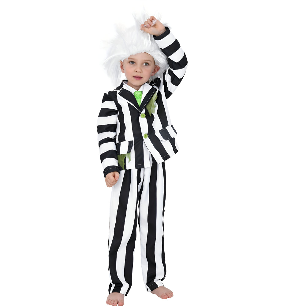 Kids Halloween Costume Black White Striped Suit