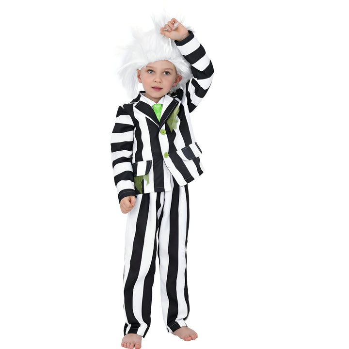 Kids Halloween Costume Black White Striped Suit