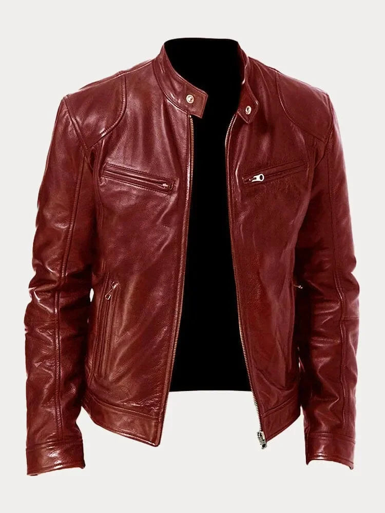 Men’s Bomber Leather Jacket | Faux Oversized Style