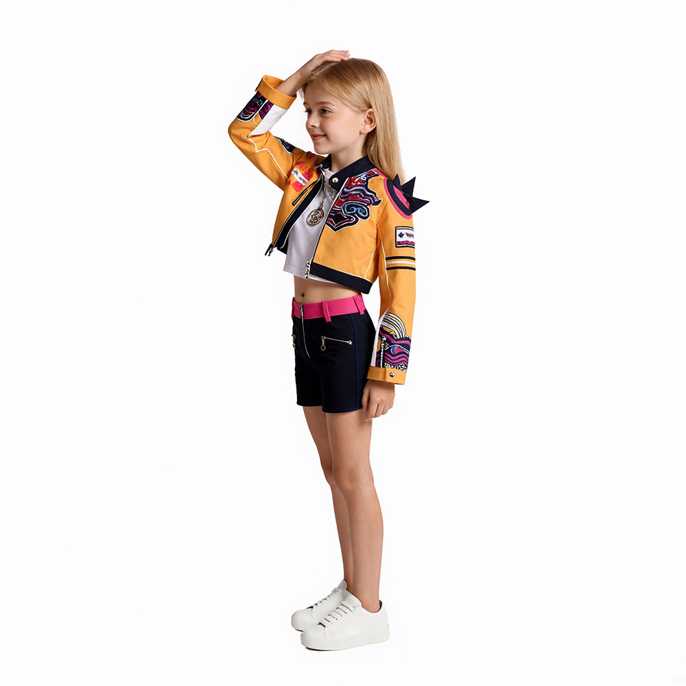 Girls Futuristic Halloween Costume Crop Jacket Long Sleeve - Image 3
