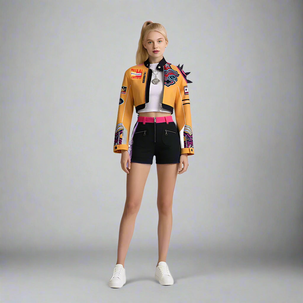 Girls Futuristic Halloween Costume Crop Jacket Long Sleeve - Image 5
