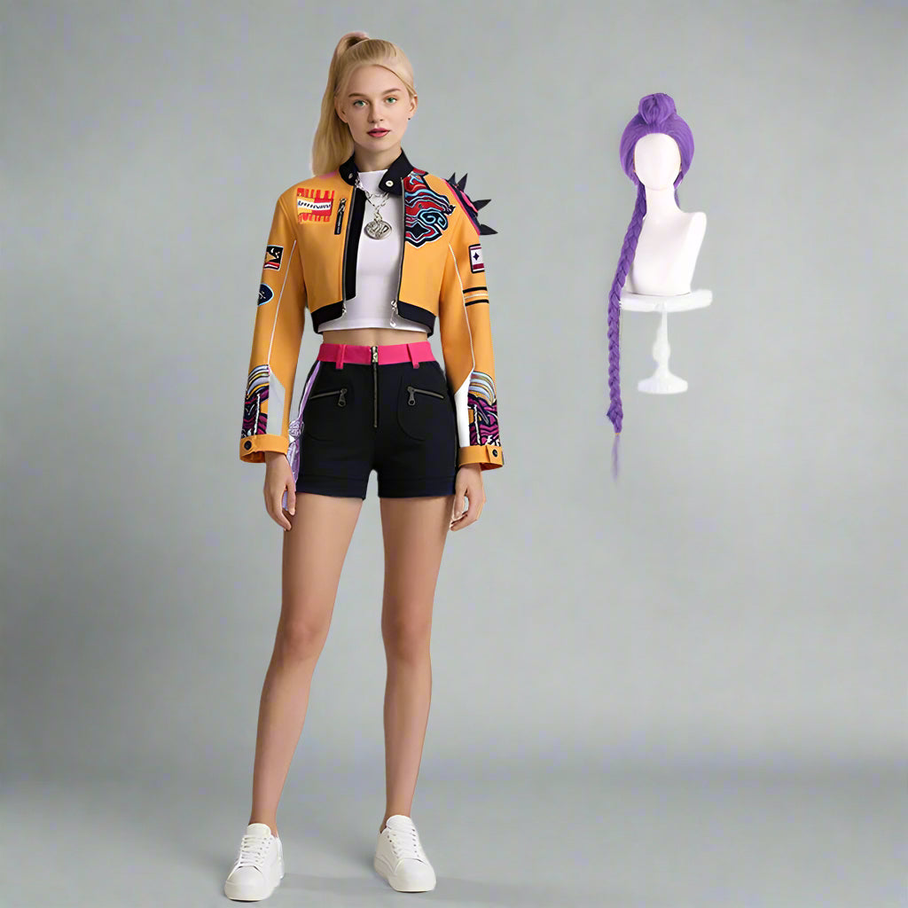 Girls Futuristic Halloween Costume Crop Jacket Long Sleeve - Image 6