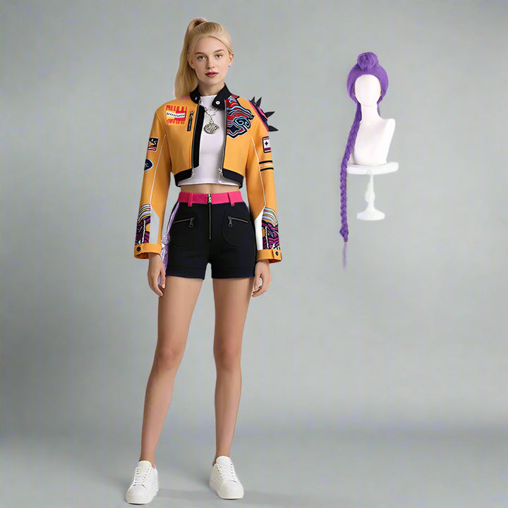 Girls Futuristic Halloween Costume Crop Jacket Long Sleeve - Image 6
