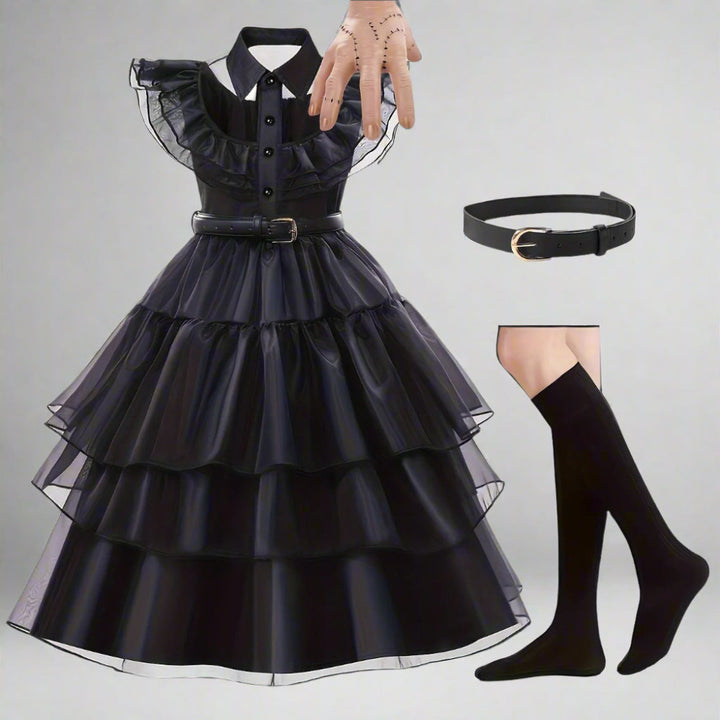 Girls’ Ruffled Gothic Halloween Costume Dress | Tiered Mini - Image 3