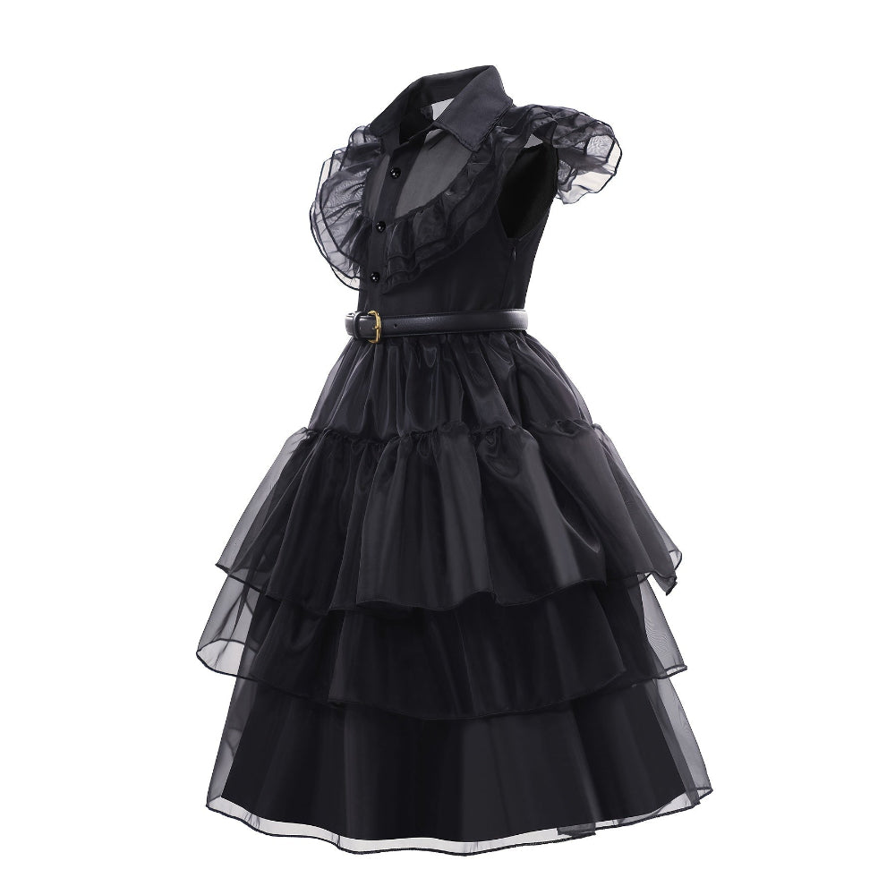 Halloween Costume Girls Gothic Ruffled Dress
