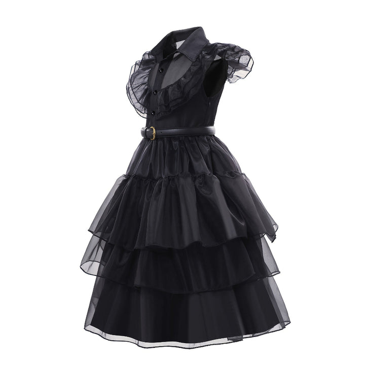 Halloween Costume Girls Gothic Ruffled Dress