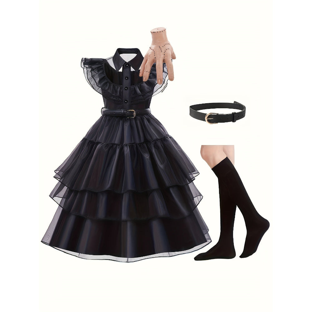 Halloween Costume Girls Gothic Ruffled Dress