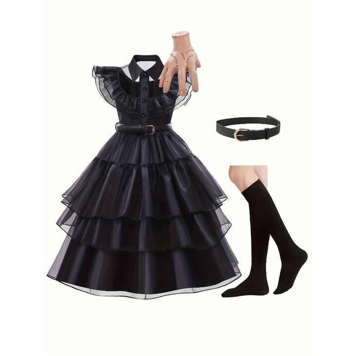 Halloween Costume Girls Gothic Ruffled Dress