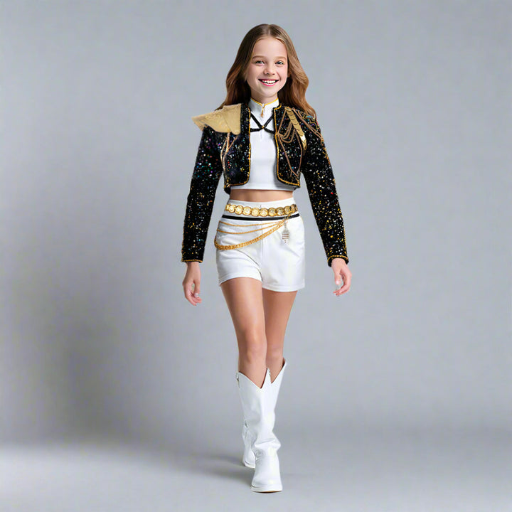 Halloween Costume Girls Sequin Jacket Shorts