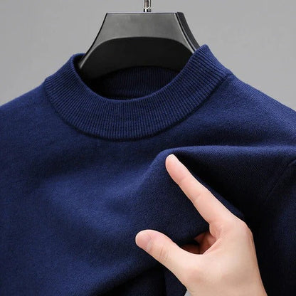 Men’s Long Sleeve Mock Neck Knit Top Fitted Basic
