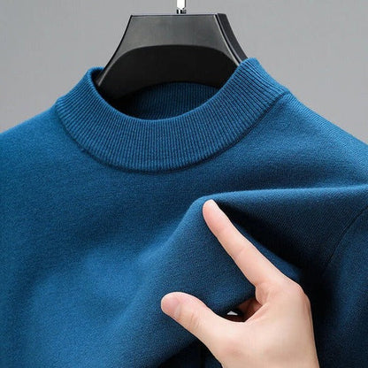 Men’s Long Sleeve Mock Neck Knit Top Fitted Basic
