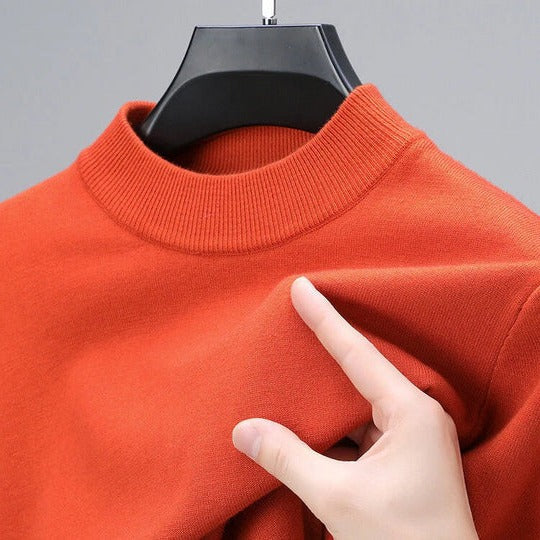 Men’s Long Sleeve Mock Neck Knit Top Fitted Basic