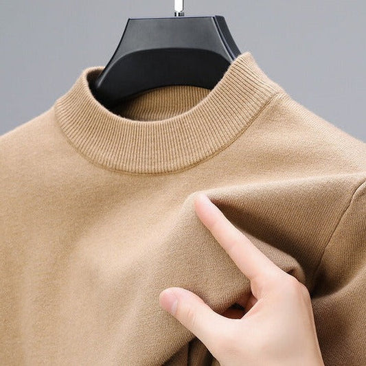 Men’s Long Sleeve Mock Neck Knit Top Fitted Basic