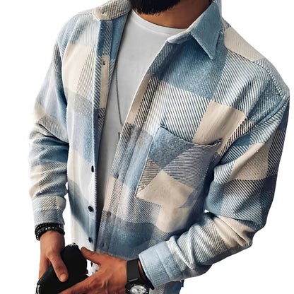 Men's Oversized Checked Shirt | Casual Long Sleeve Top