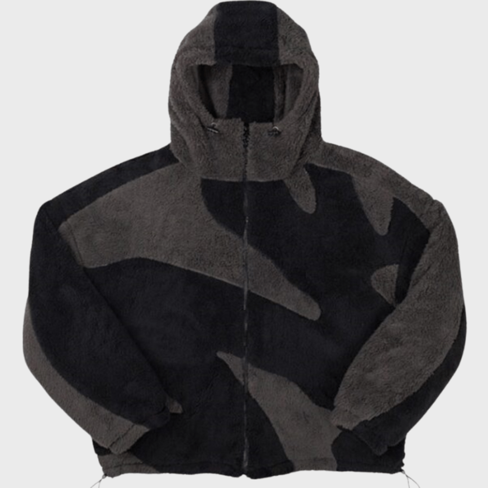 Men’s Oversized Hooded Fleece Jacket Zip Up Winter