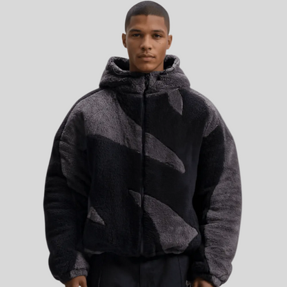 Men’s Oversized Hooded Fleece Jacket Zip Up Winter