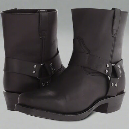 Men’s Leather Cowboy Boots | Western Harness, Biker Style