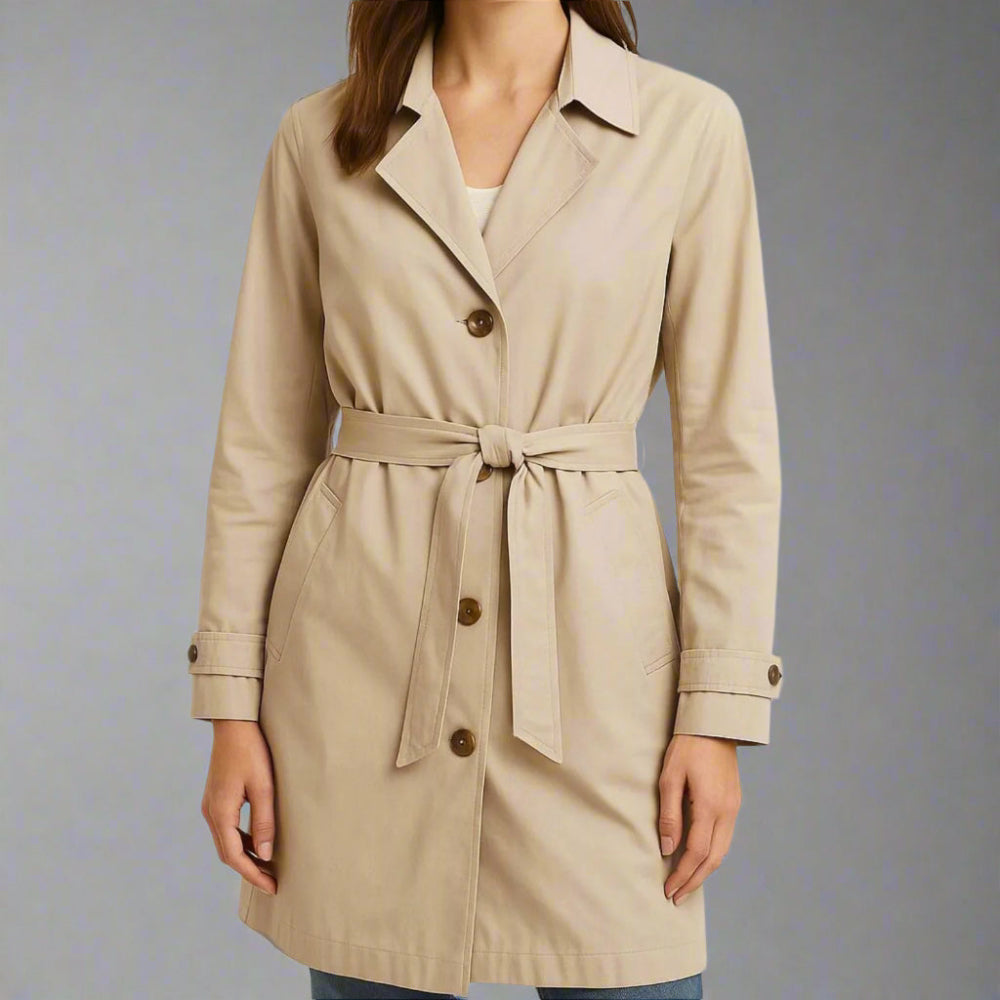 Women's Classic Belted Trench Coat | Lightweight Long Sleeve