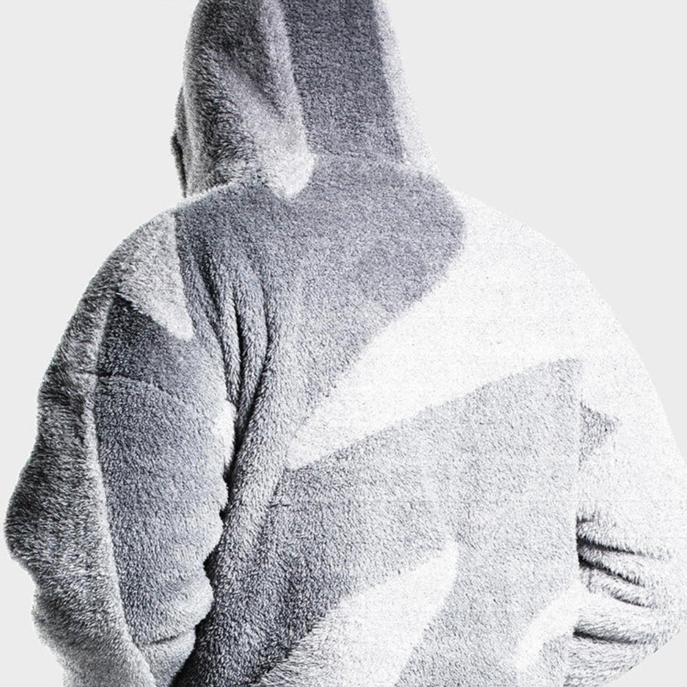 Men’s Oversized Hooded Fleece Jacket Zip Up Winter